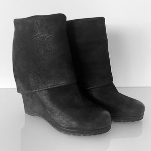 Prada Fold Over Leather Wedge